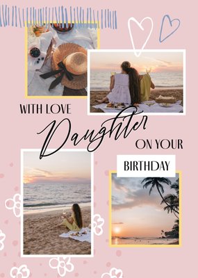 With Love Daughter Photo Upload Collage Birthday Card