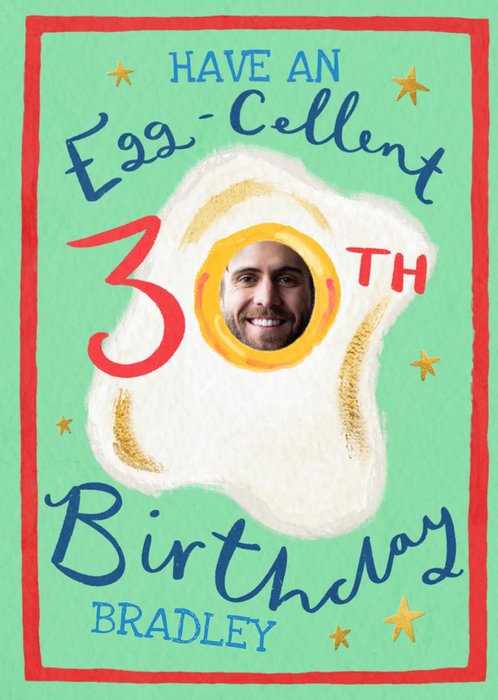 Eggcellent 30th Birthday Face In Hole Card