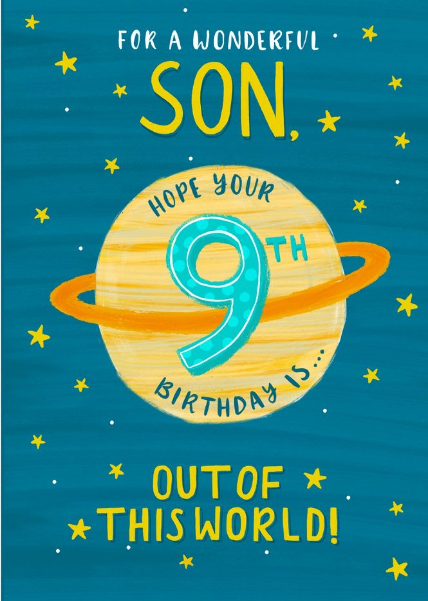 Moonpig Cute Illustration Planet For A Wonderful Son Hope Youre 9th Birthday Is Out Of this World