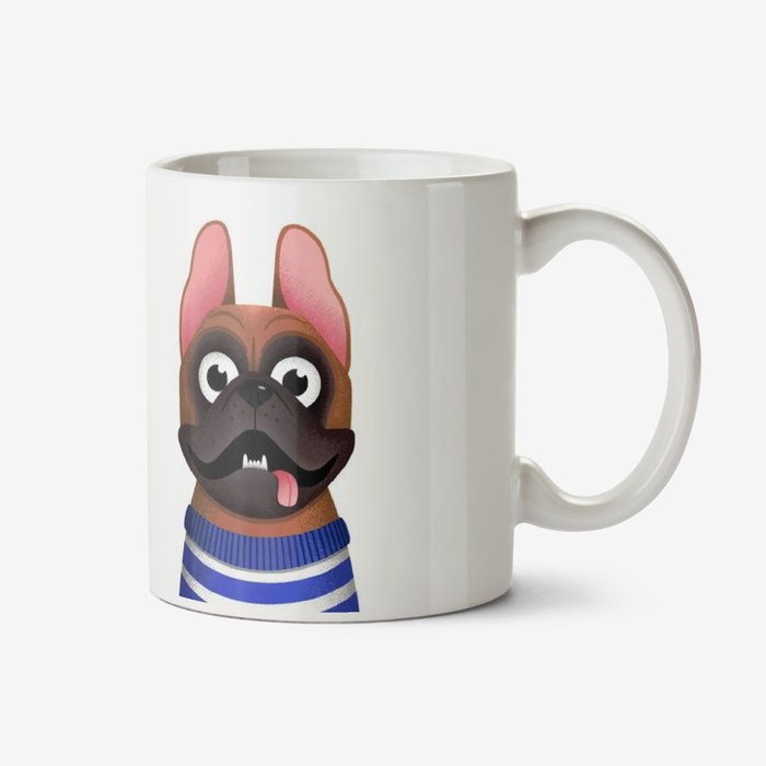 Folio Two Duplicate Illustrations Of A French Bulldog Wearing A Striped Top Mug