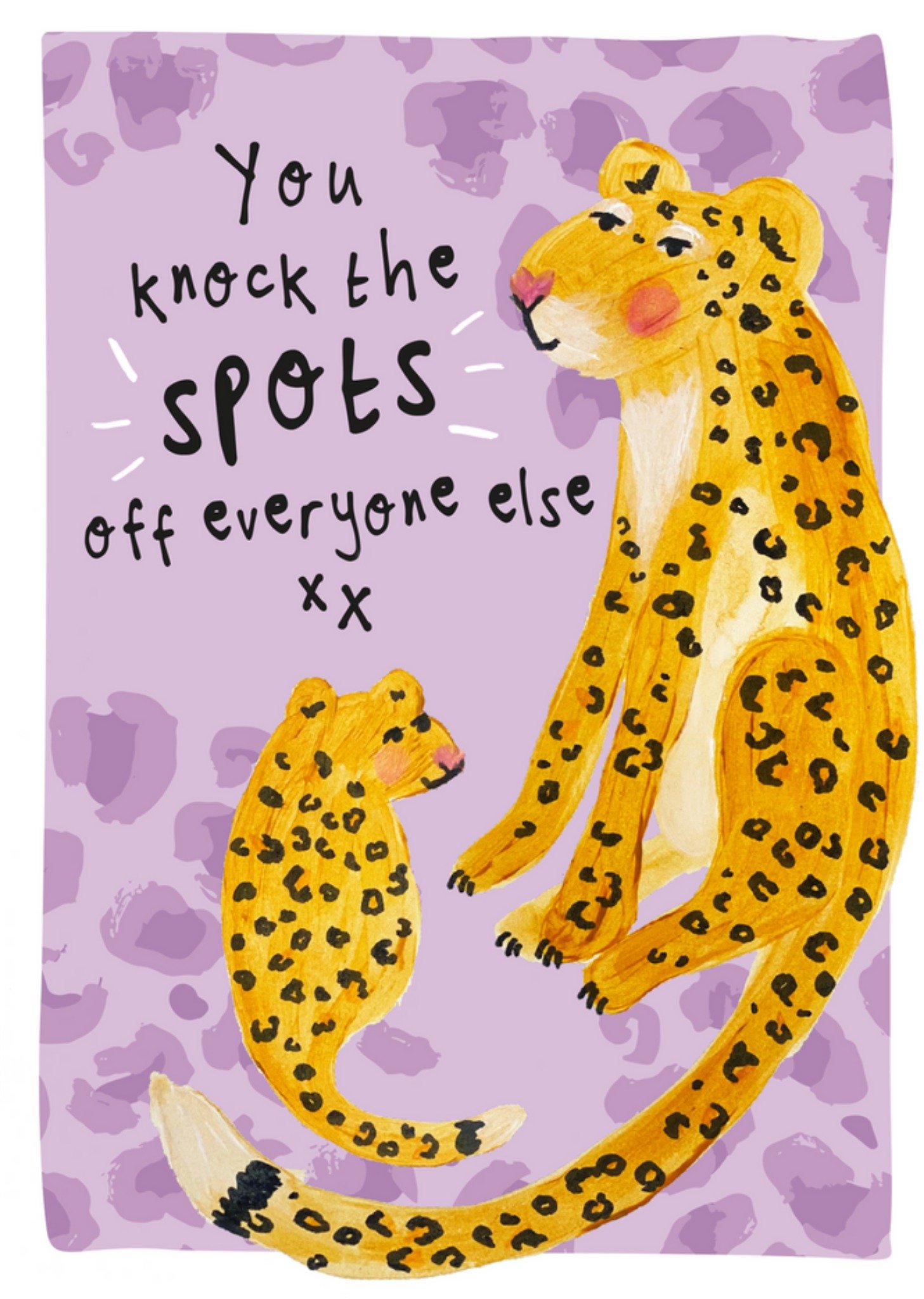 Moonpig Leopard Mum And Child Cute Illustrated Mother's Day Card, Large
