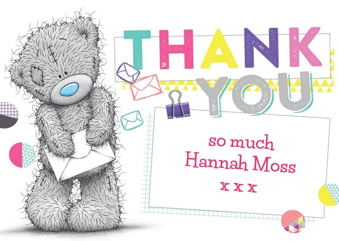 Tatty Teddy With Envelope Personalised Thank You Card