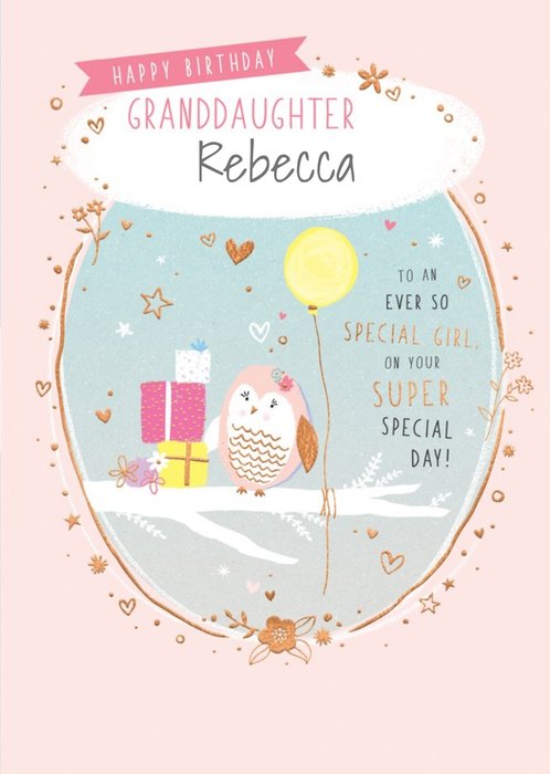 Owl Birthday Card - Granddaughter - Special Girl - Super Special Day