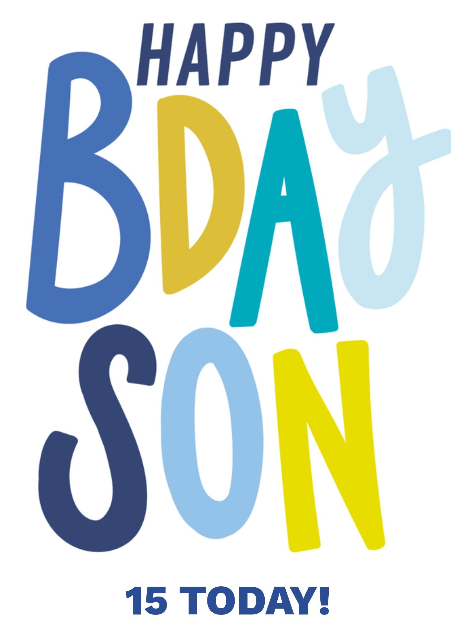 Happy Jackson Colourful Typographic Son Birthday Card Ecard