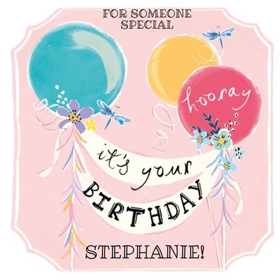 Hooray, Its Your Birthday Personalised Name Card - For Someone Special