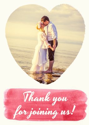 Paint Brush Stroke Heart Frame Personalised Photo Upload Wedding Thank You Card