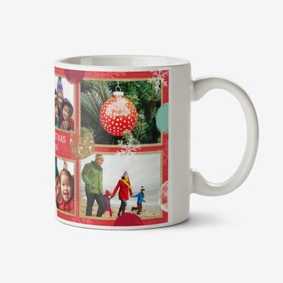 Christmas Spots and Snowflakes Collage Photo Upload Mug