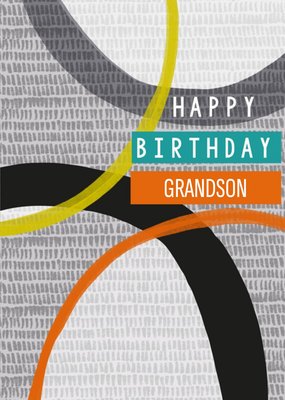 Grey Circular Patterened Grandson Birthday Card