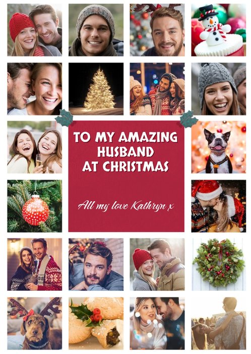 Multiple Photo Upload Christmas Card For Husband