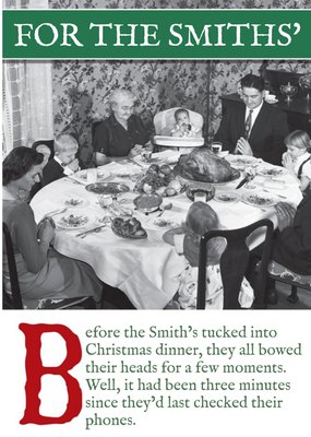 Christmas Dinner Phones Funny Retro Card