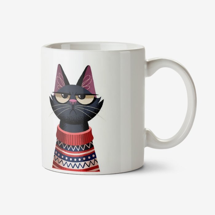 Folio Two Duplicate Illustrations Of A Grumpy Cat Wearing A Jumper Mug