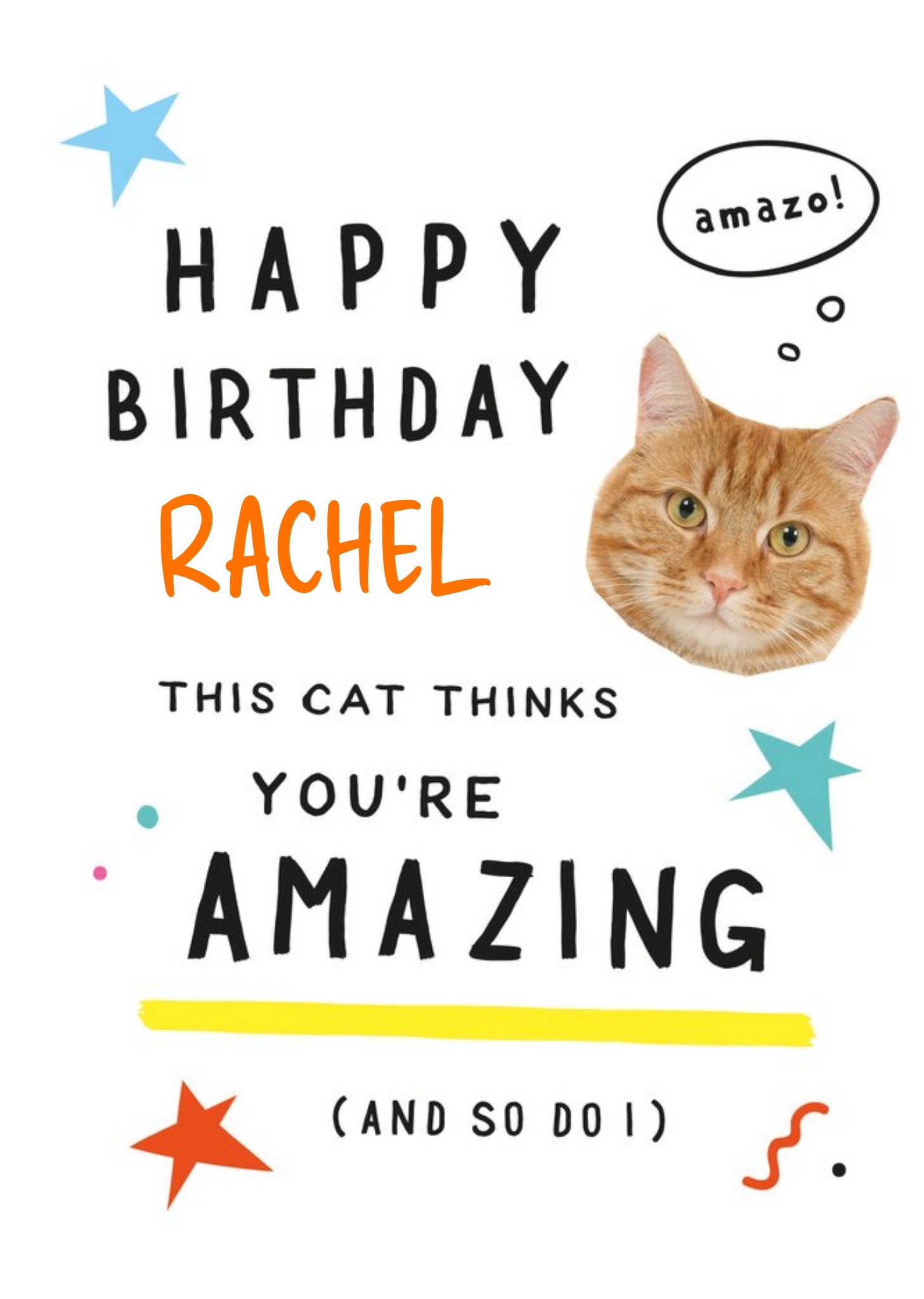 Moonpig Horsefinger Cat Thinks You're Amazing Birthday Card
