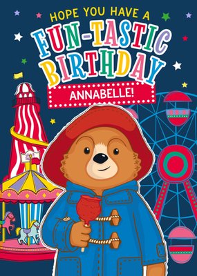 Paddington Bear Funfair Illustrated Birthday Card