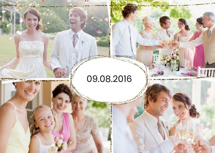 Glittering Border Multi-Photo Save The Date Card