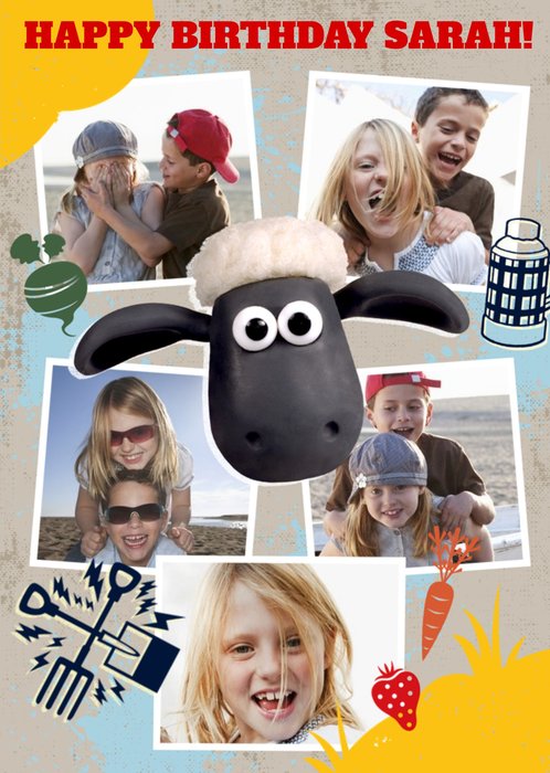 Shaun The Sheep multiple photo upload Birthday Card