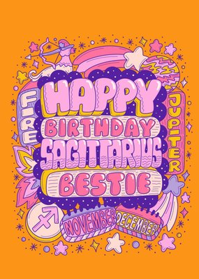 Happy Birthday Sagittarius Bestie Card