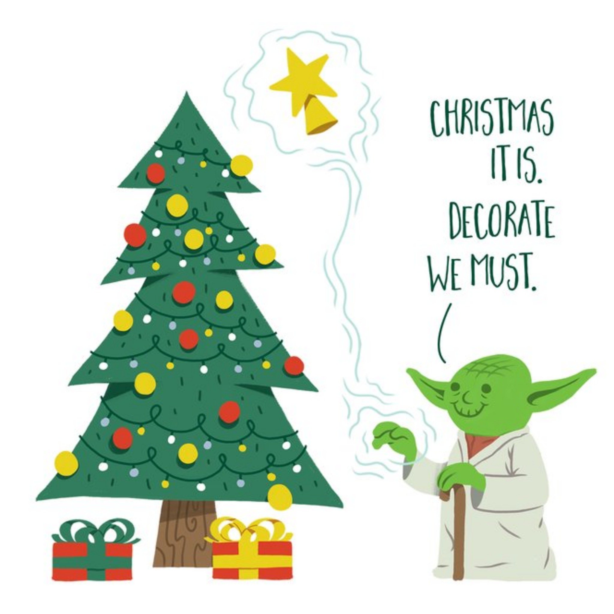 Disney Star Wars Decorate We Must Yoda Christmas Card