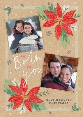 Christmas Card - Have A Lovely Christmas - To Both Of You - Poinsettia - Photo Upload