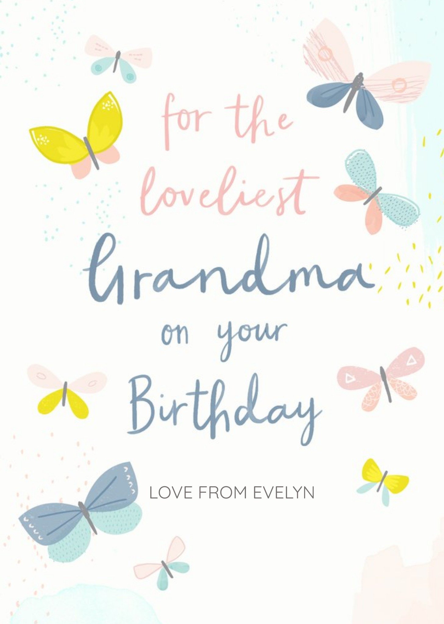 Moonpig Loveliest Grandma Butterflies Birthday Card