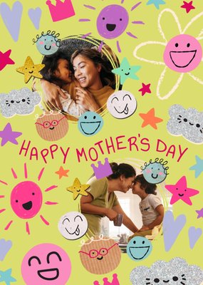 Cute Doodle Illustrated Photo Upload Happy Mother's Day Card