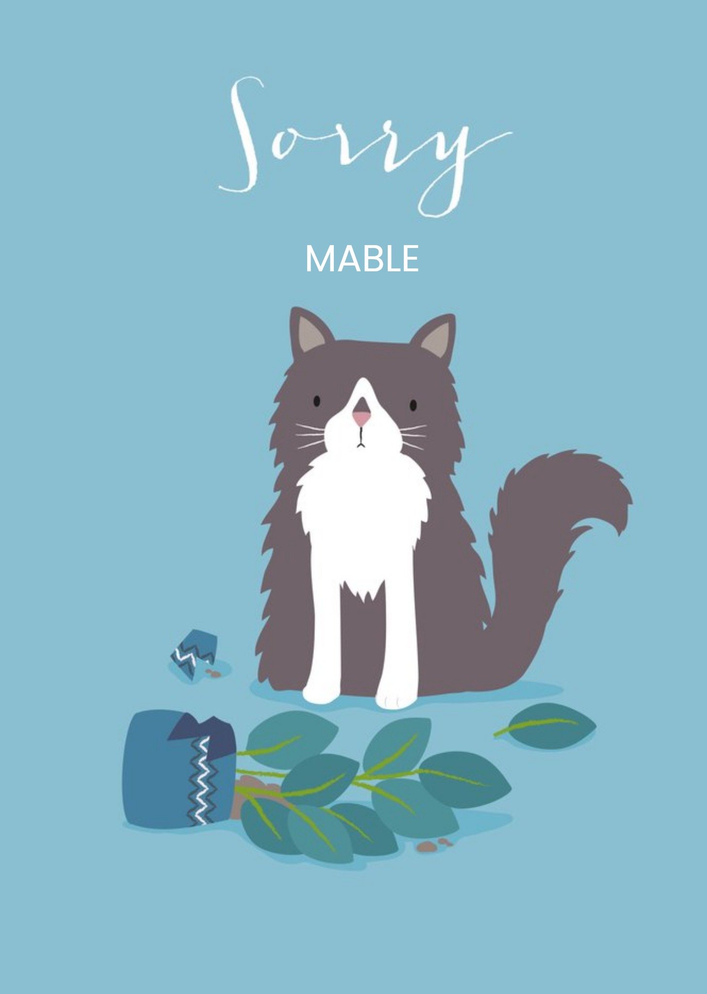 Moonpig Klara Hawkins Cute Plant Cat Sorry Card