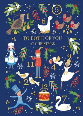 12 Days Of Christmas To Both Of You Illustrated Christmas Card