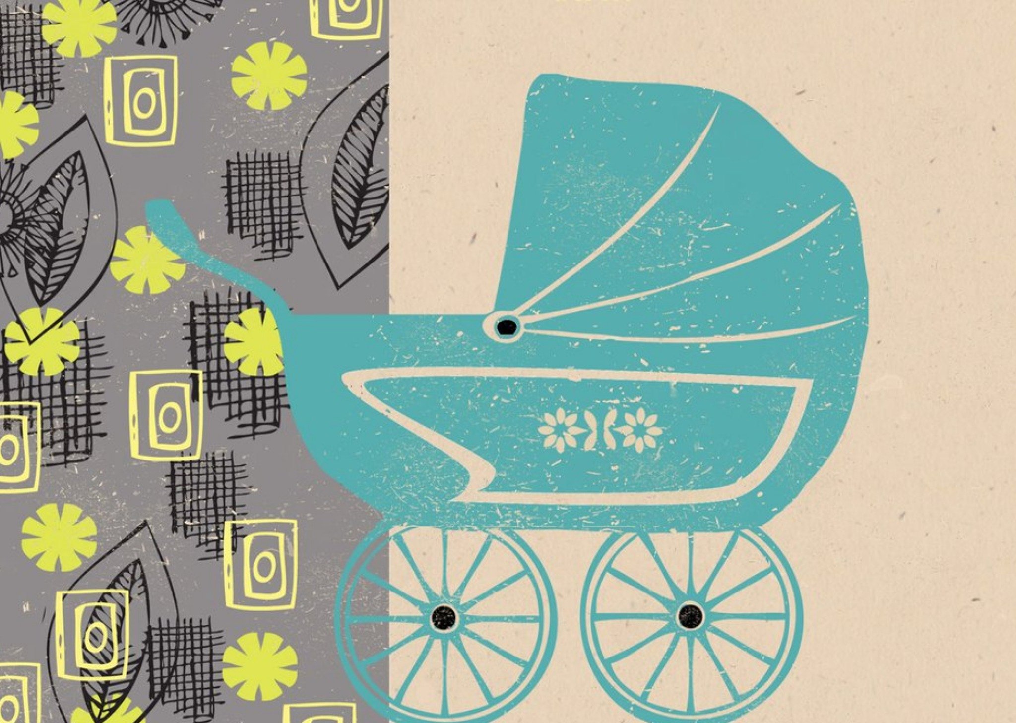 Moonpig Retro Pram New Baby Boy Card