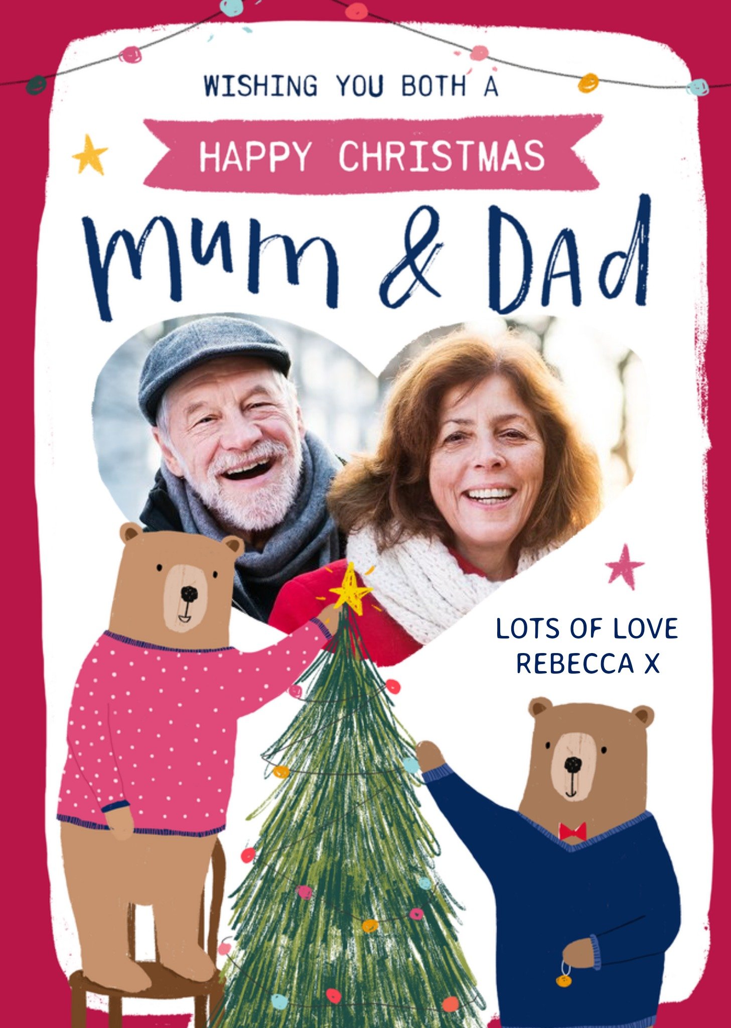 Moonpig Happy Christmas Mum And Dad Photo Upload Card