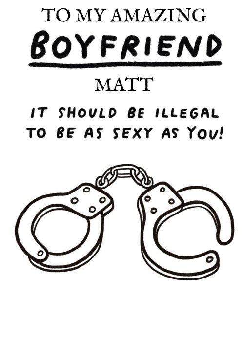 Illustration Of A Pair Of Handcuffs Humorous Boyfriend's Birthday Card