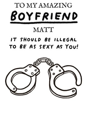 Illustration Of A Pair Of Handcuffs Humorous Boyfriend's Birthday Card