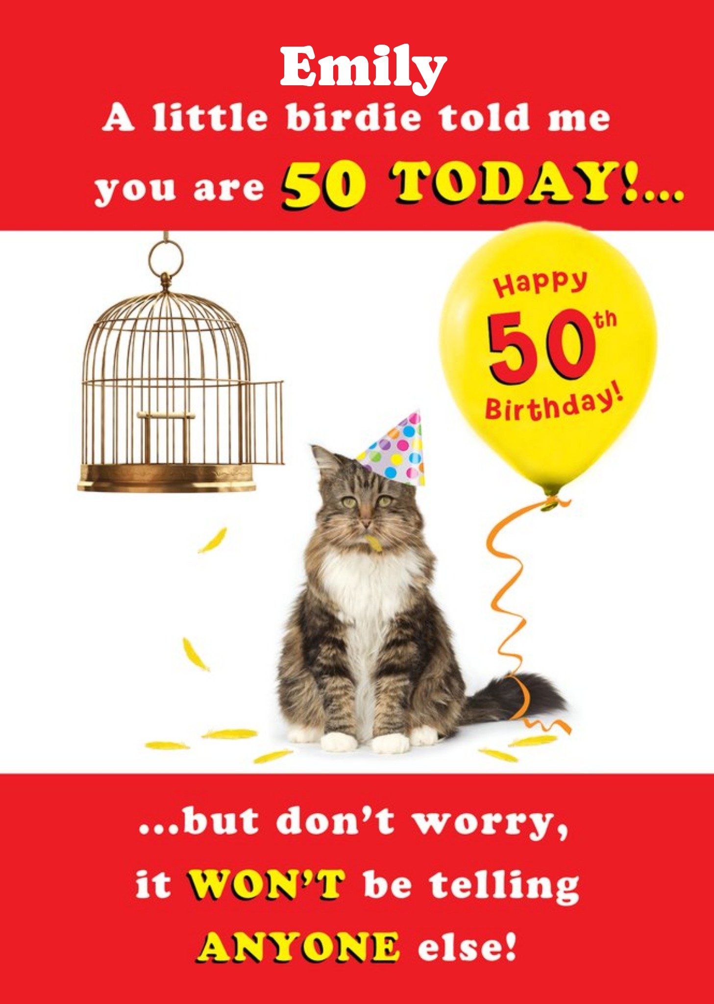 Moonpig A Little Birdie Told Me Personalised Happy 50th Birthday Card
