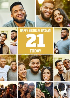 Multiple Photo Upload Happy 21st Birthday Card