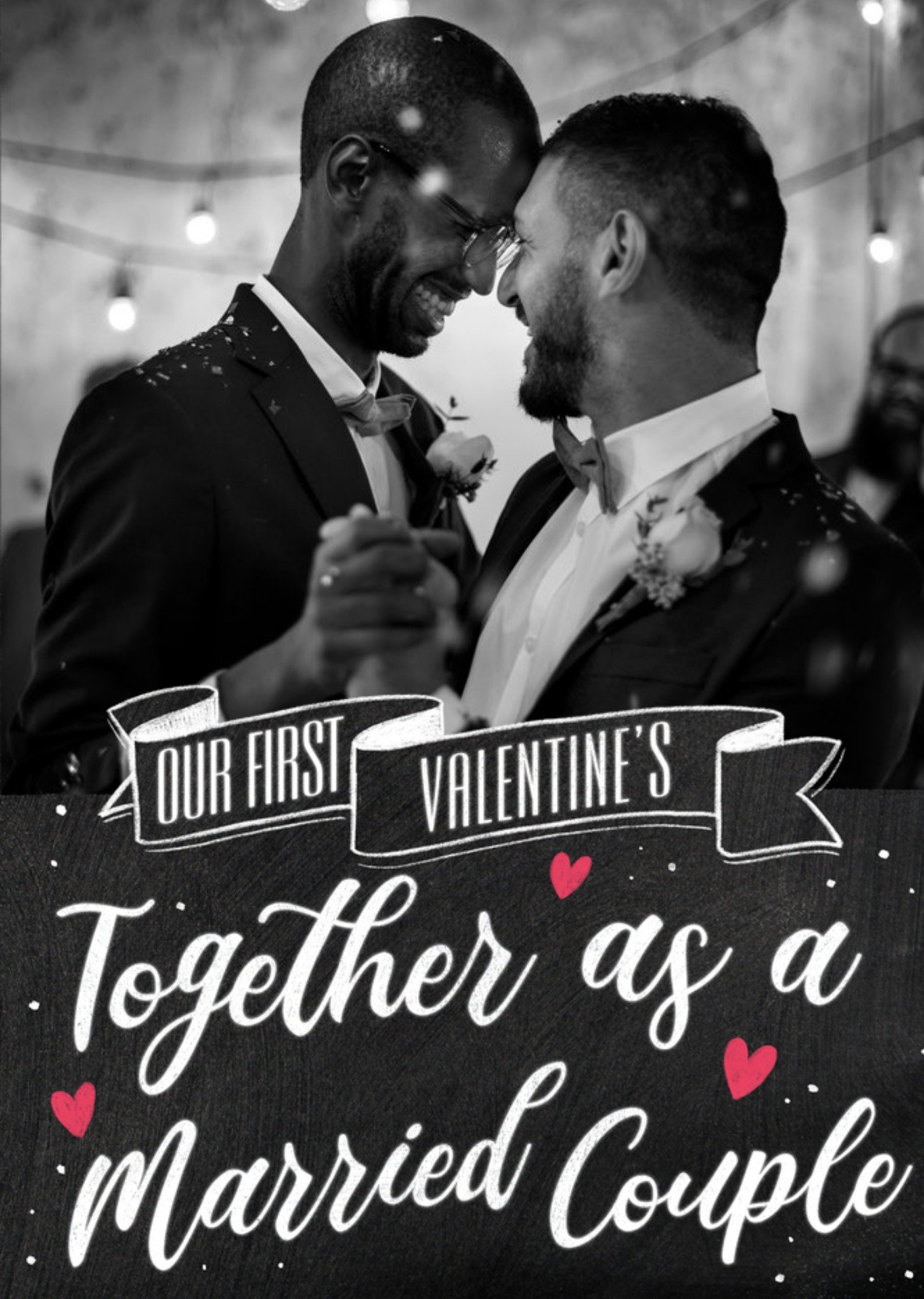 Moonpig Chalkboard Together As A Married Couple Photo Upload Valentine's Day Card