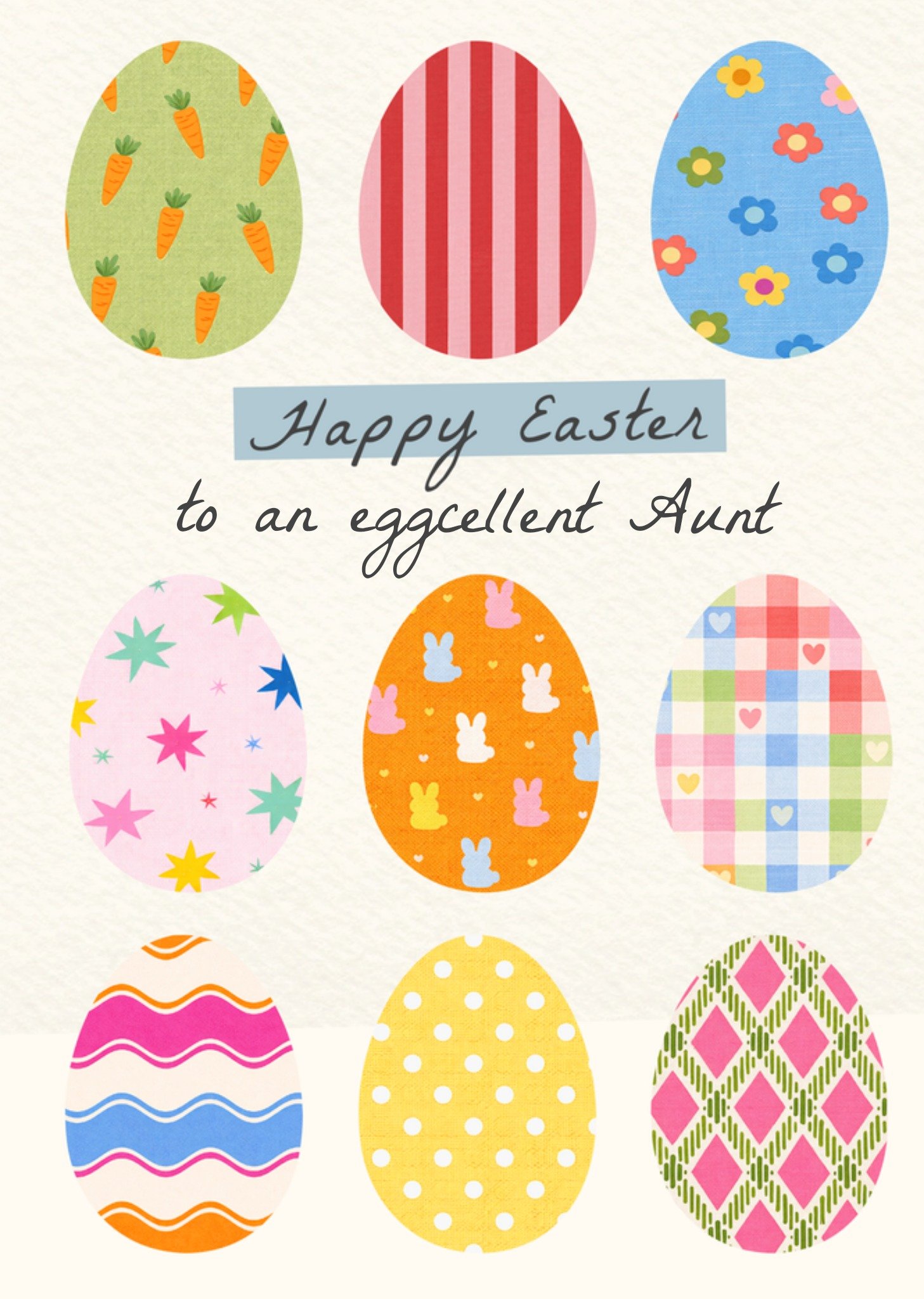 Moonpig Happy Easter To An Eggcellent Aunt Illustrated Easter Card