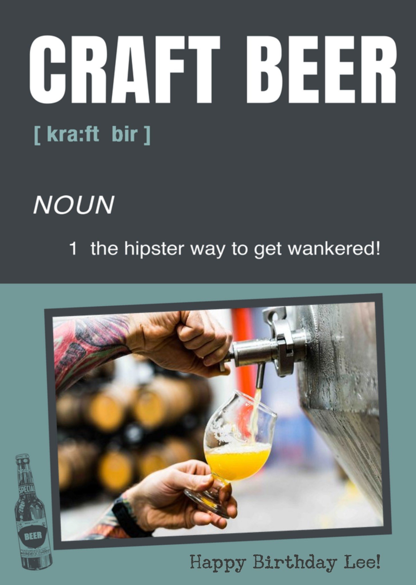 Moonpig London Studios Moxie Craft Beer Birthday Photo Upload Card