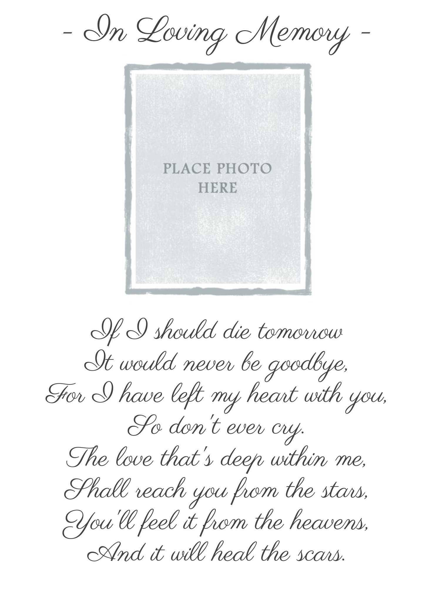 Moonpig In Loving Memory Photo Upload Card