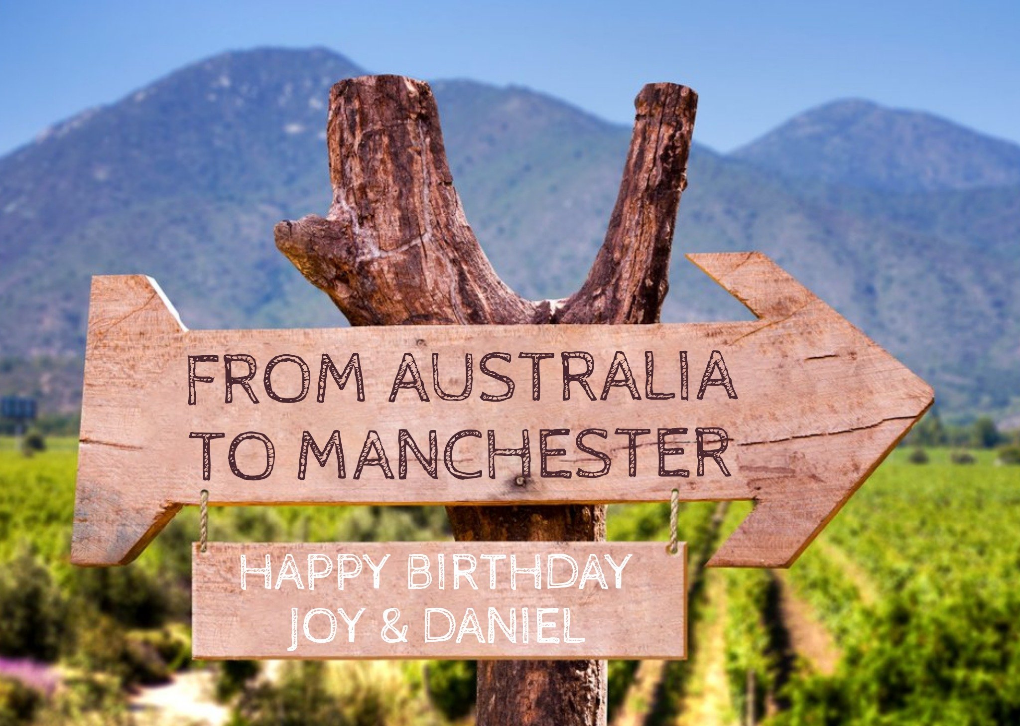 Moonpig Personalised Australian Outback Signs Happy Birthday Card, Large