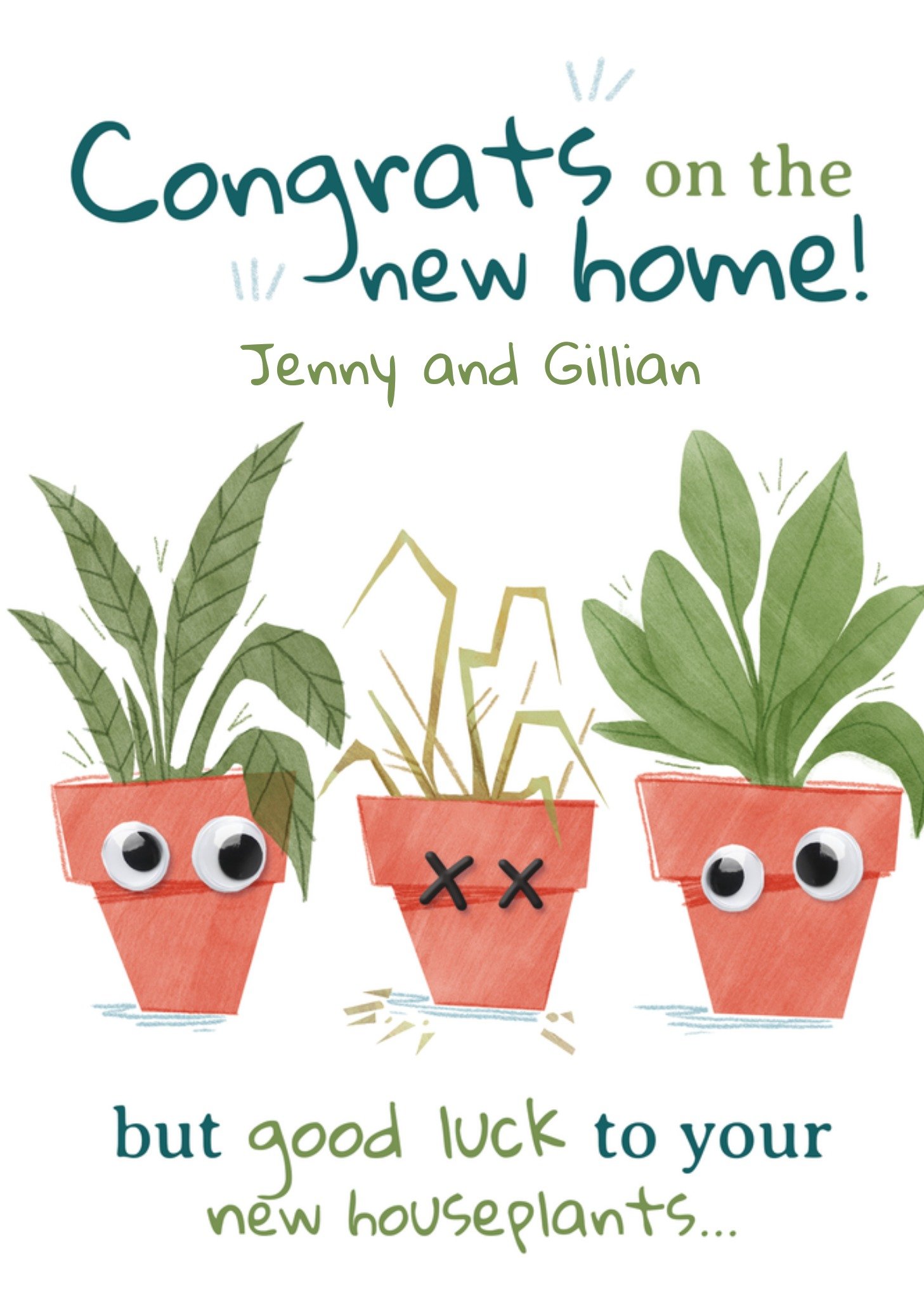 Moonpig Googly Eyed House Plants Funny New Home Card