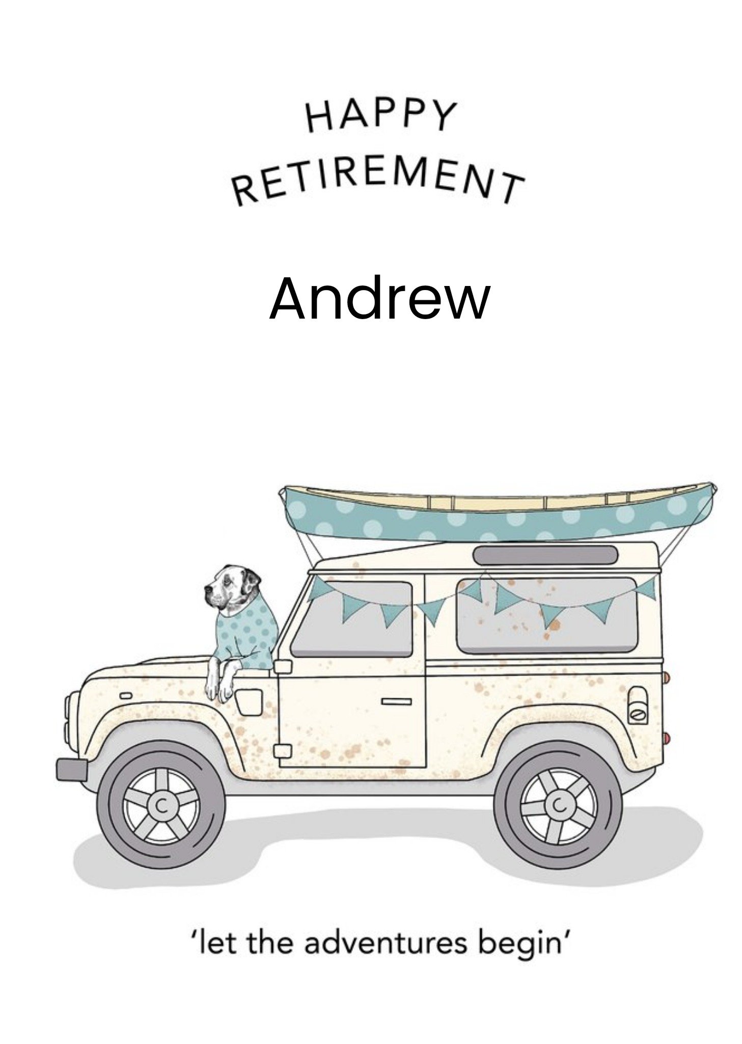 Moonpig Dotty Dog Art Illustrated Adventure Dog Retirement Travel Card
