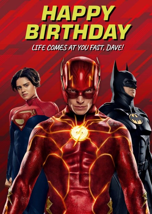 The Flash Movie With Batman And Supergirl Warner Brothers Birthday Card