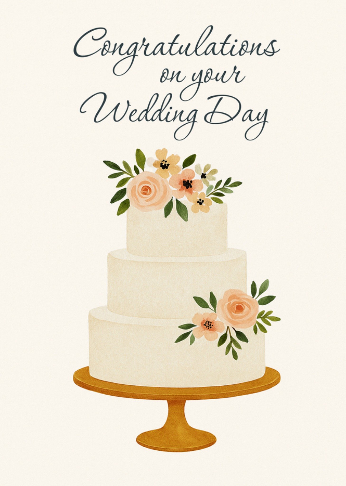 Moonpig Illustrated Wedding Cake Wedding Card