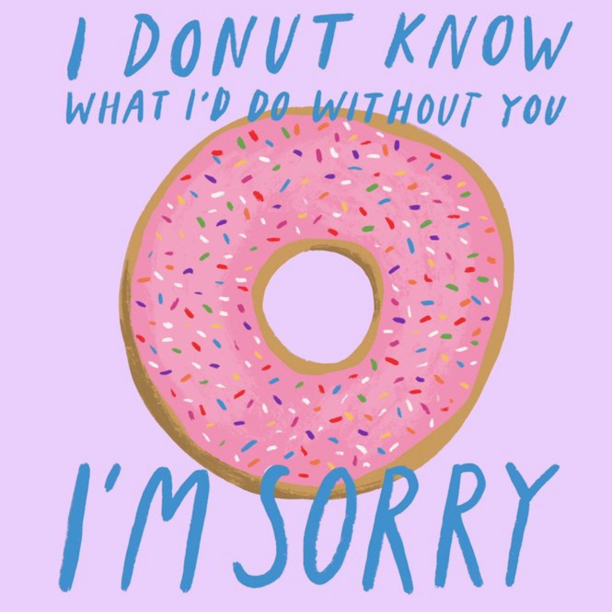 Moonpig Illustration Of A Donut With Pink Icing And Sprinkles I'm Sorry Card
