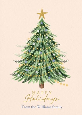 Happy Holidays Traditional Christmas Tree Card 