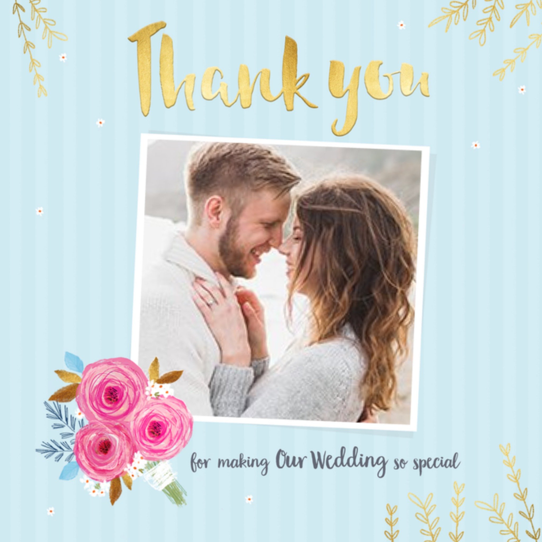 Friends Colette Barker Illustrated Flower Photo Upload Thank You Card