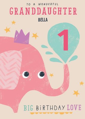 Cute illustrative typographic Granddaughter Birthday Card