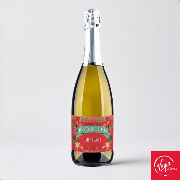 Personalised Merry Christmas Prosecco 75cl