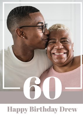 Stylish Minimal 60th Birthday Photo Upload Card