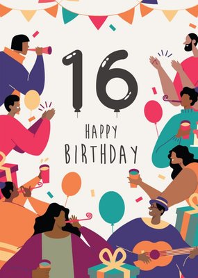 Anoela Party Illustration 16 Happy Birthday Card