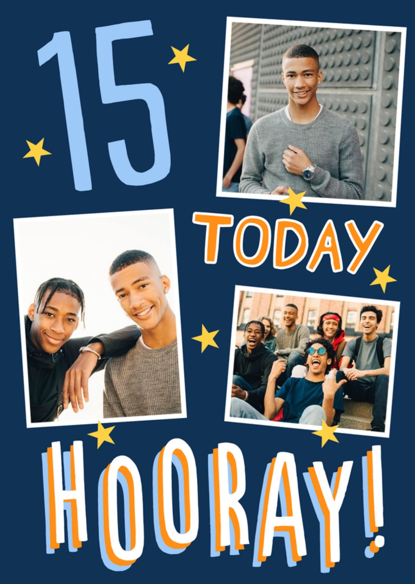 Moonpig Big Bold Type Hooray 15 Today Birthday Photo Upload Card