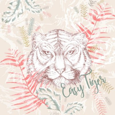 Birthday Card - just a note - easy tiger - art card
